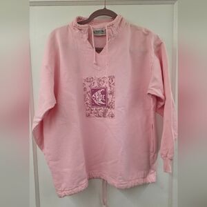 By Tsylor 100% Cotton Pink Sweatshirt with Fish Design Vintage Size XS LIKE NEW